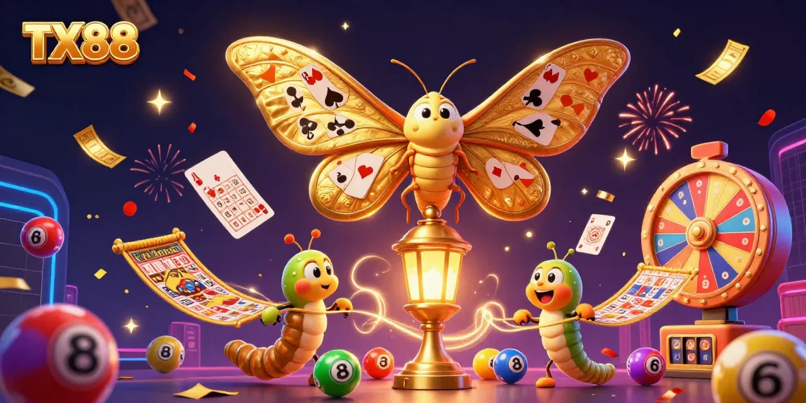 Experience the thrill of winning at TX88 with vibrant lottery balls and splendid casino scenes.