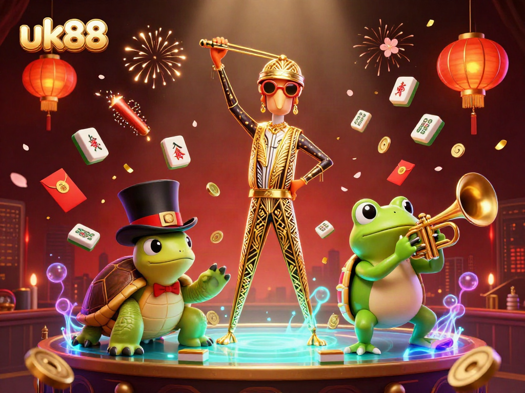 Experience the lively atmosphere of uk88 with our vibrant 3D casino illustration featuring charismatic characters.