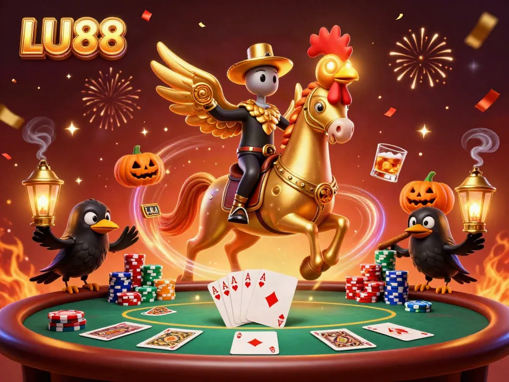 Experience the thrilling action at LU88 with a captivating casino scene filled with vibrant characters and games.