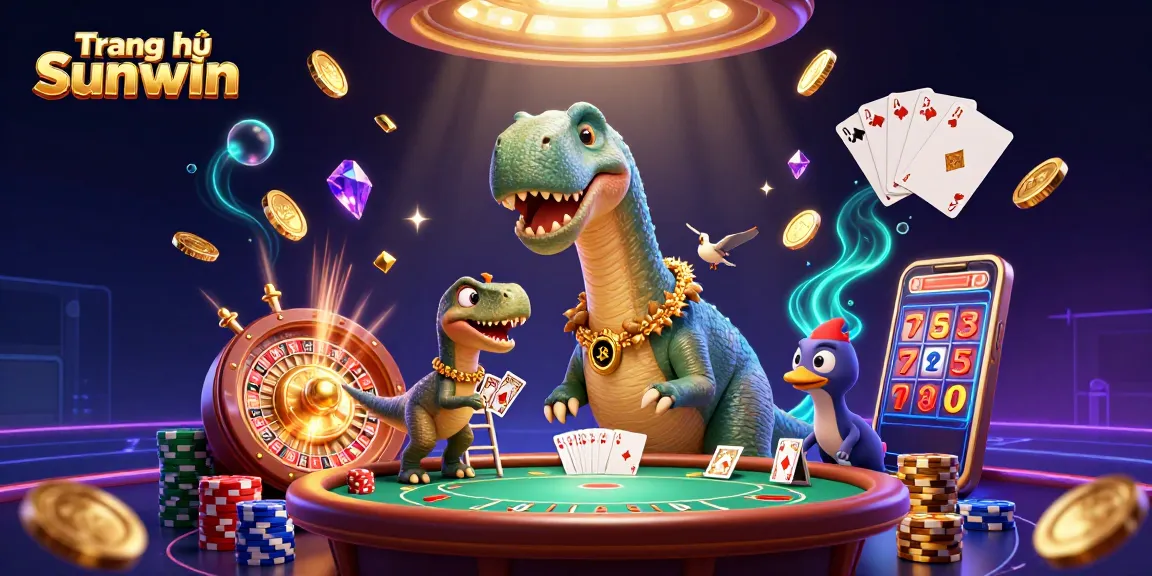 Explore the exciting world of Trang chủ Sunwin with a vibrant 3D casino scene featuring dynamic game elements.