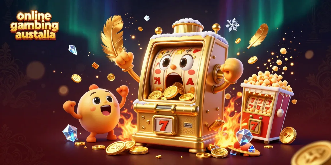 Engaging online gambling australia scene with vibrant slot machines hitting jackpots amid dazzling effects.