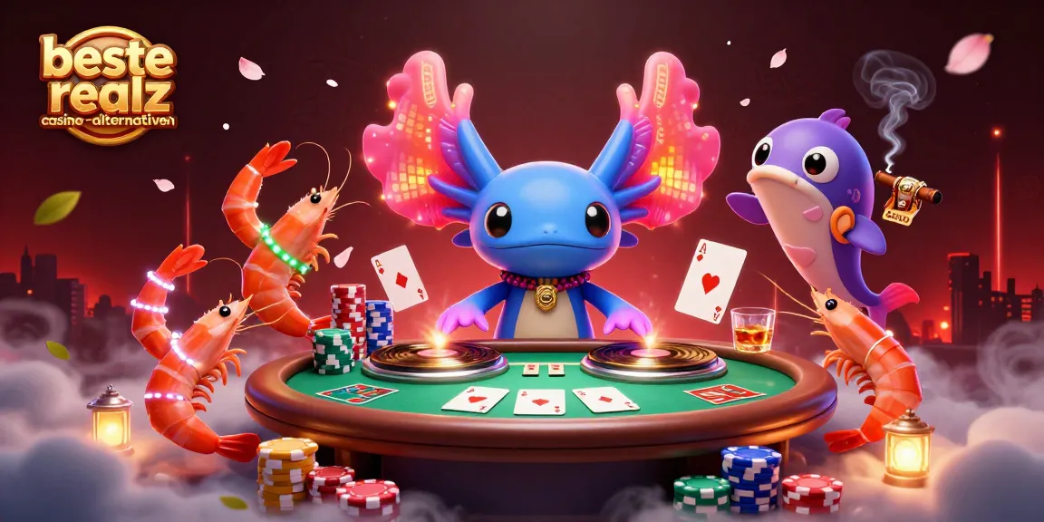 Livestream von einem neonfarbenen Axolotl DJ mit besten realz casino alternativen und Gewinnspiel-Motiven.